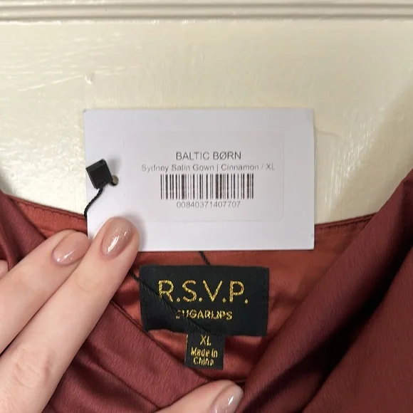NWT Sugarlips Sydney Satin Gown | Size XL | Color: Cinnamon / Rust / Copper - Picture 3 of 7